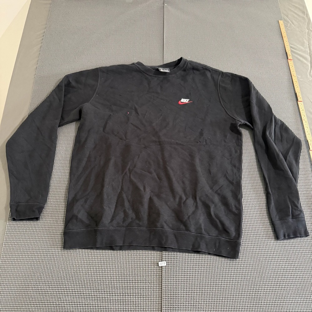 Nike Mens Black Crewneck Sweatshirt Embroidered Logo Size L